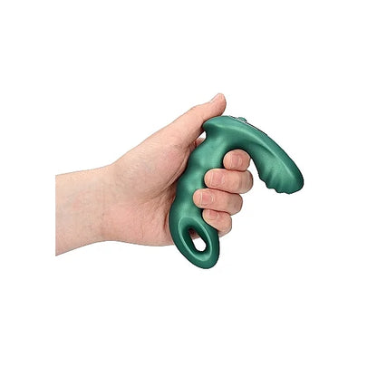 Beaded Vibrating Prostate Massager with Remote Control - Metallic Green