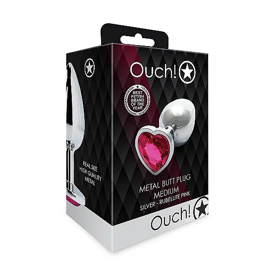 Heart Silver Gem Butt Plug - PlayBlue