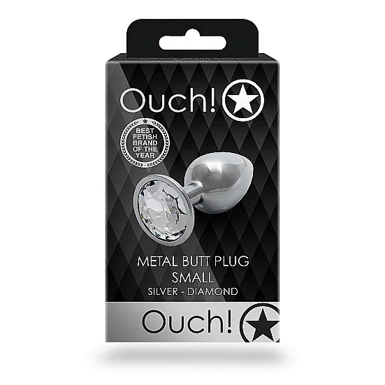 Round Silver Gem Butt Plug - Small - PlayBlue
