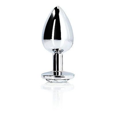 Round Silver Gem Butt Plug - Small - PlayBlue
