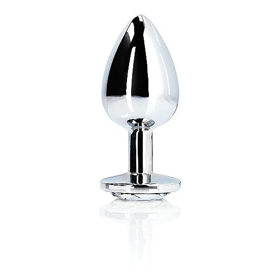Round Silver Gem Butt Plug - Small - PlayBlue