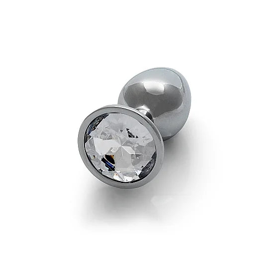Round Silver Gem Butt Plug - Small - PlayBlue