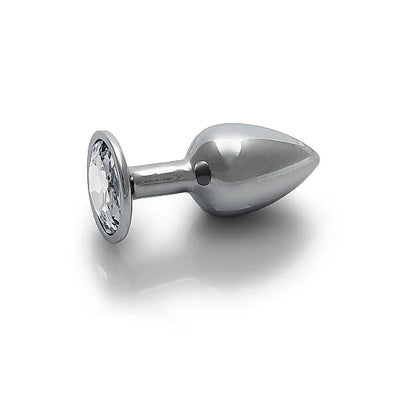 Round Silver Gem Butt Plug - Small - PlayBlue