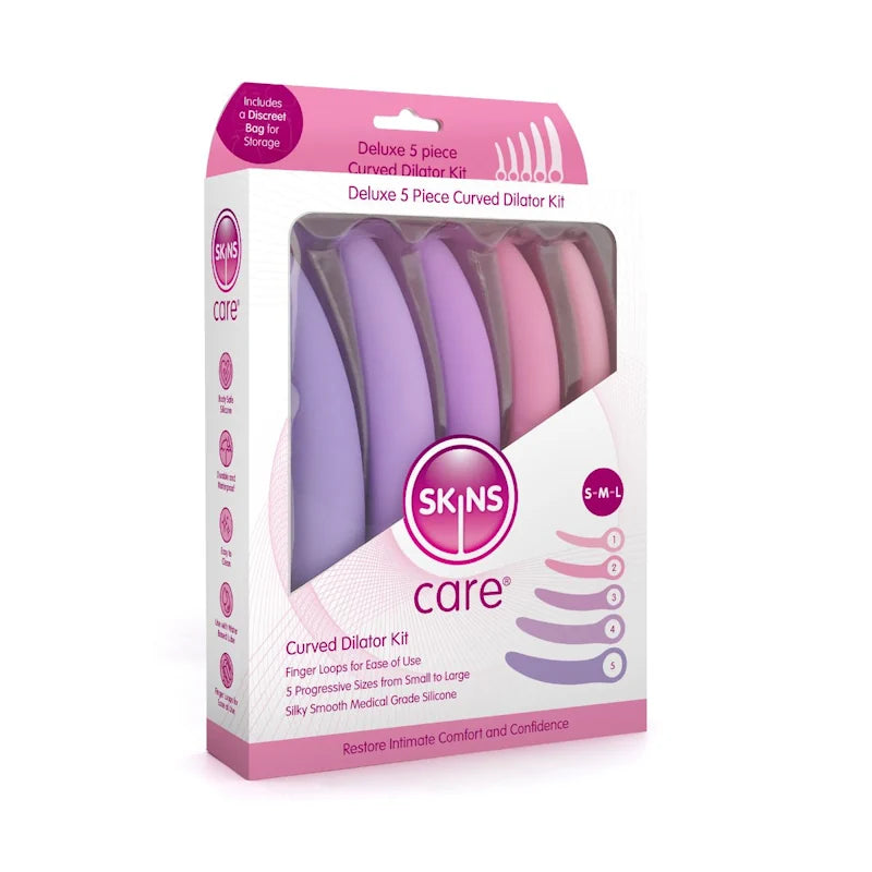 Skins Care - Silicone Vagina Dilators Curved - 5pc Set - PlayBlue
