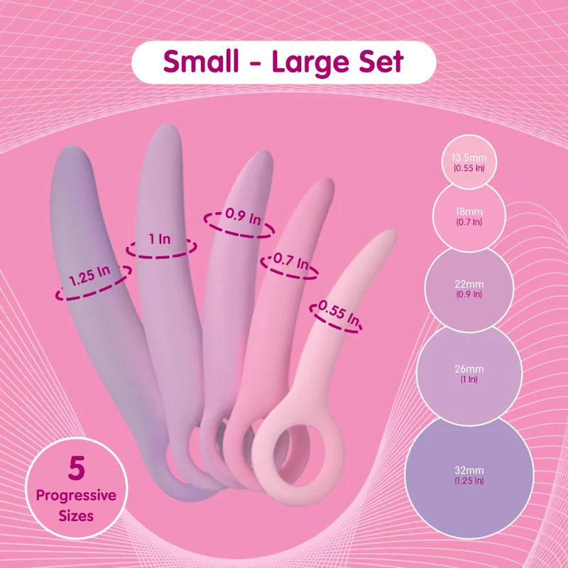Skins Care - Silicone Vagina Dilators Curved - 5pc Set - PlayBlue