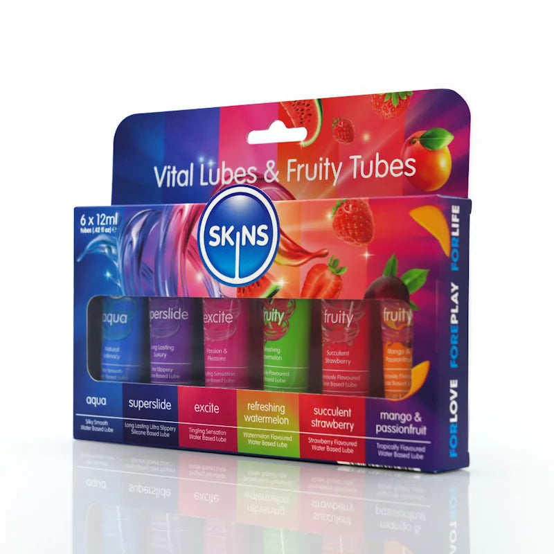 Skins - Sampler Tubes - Vital & Fruity Lubes 6 Pack - PlayBlue