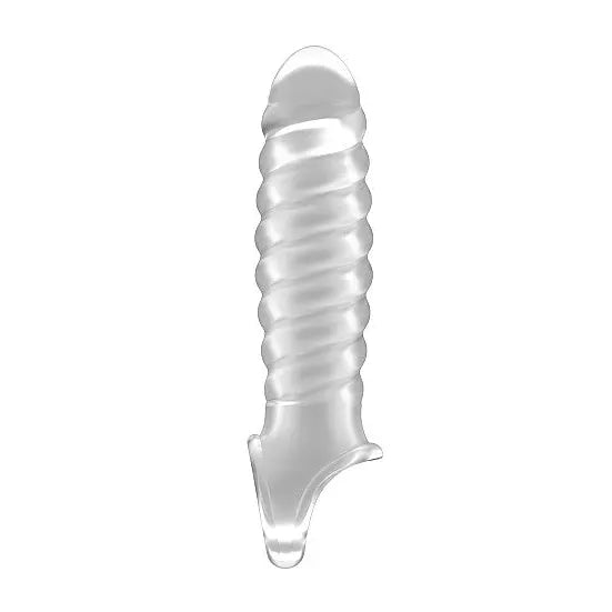 Sono - Stretchy Ribbed Penis Extension - No 32 Translucent - PlayBlue
