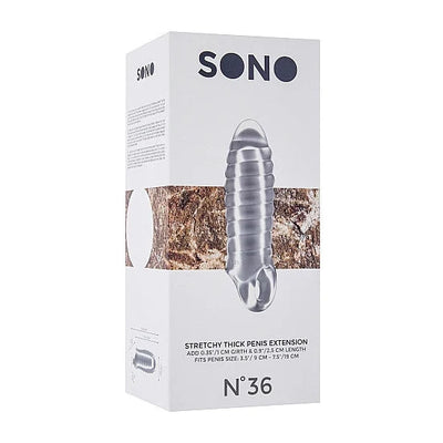 Sono - Thick Ribbed Penis Extension - No 36 Translucent - PlayBlue