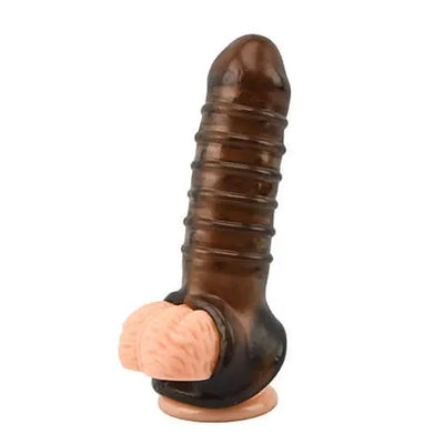 Loving Joy Boss Textured Penis Sleeve with Ball Loop - PlayBlue