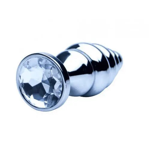 Precious Metals Ribbed Silver Anal Plug - PlayBlue