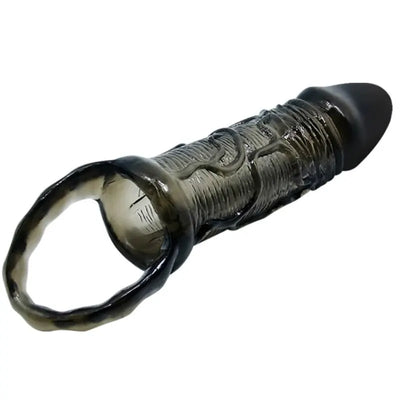 Baile Silicone Penis Sleeve With Ball Straps 13.5 Cm - PlayBlue