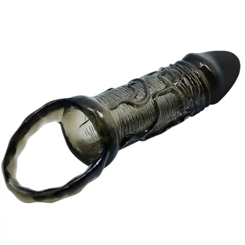 Baile Silicone Penis Sleeve With Ball Straps 13.5 Cm - PlayBlue