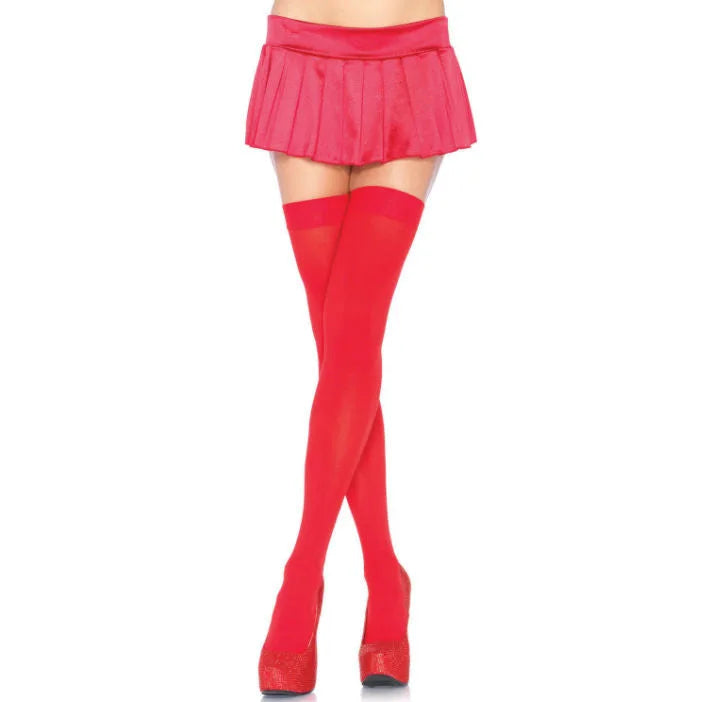 Leg Avenue Nylon Thigh Highs - White - PlayBlue