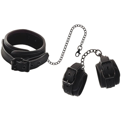 Fetish Submissive Collar And Wrist Cuffs Vegan Leather