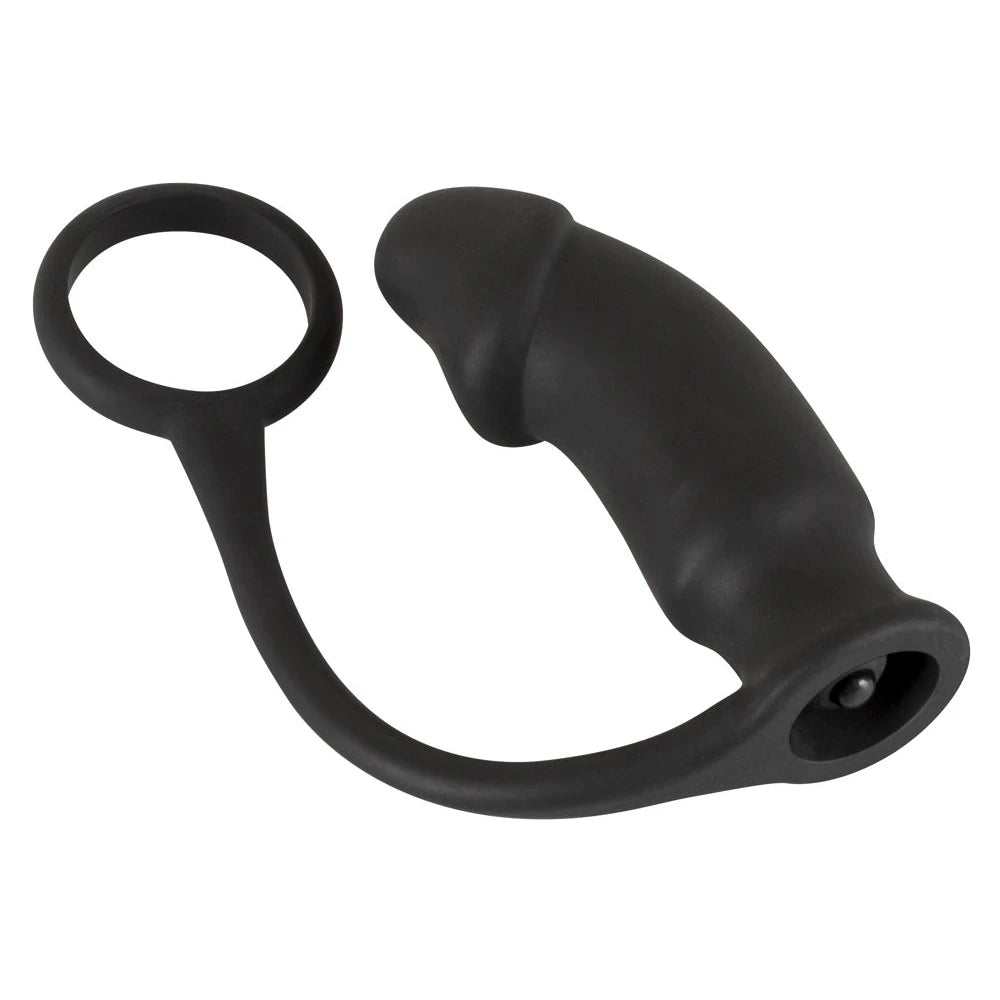 Black Velvets Ring with Vibro-Plug - PlayBlue