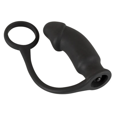 Black Velvets Ring with Vibro-Plug - PlayBlue