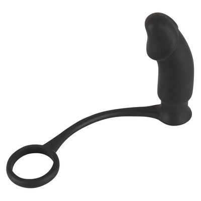 Black Velvets Ring with Vibro-Plug - PlayBlue
