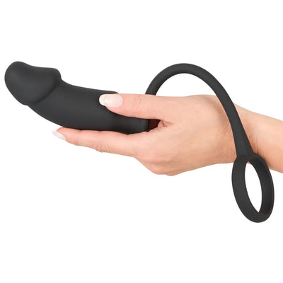 Black Velvets Ring with Vibro-Plug - PlayBlue