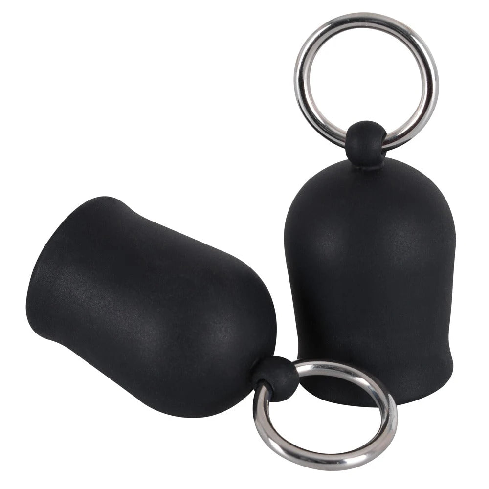Black Velvet Silicone Nipple Suckers with Metal Ring - PlayBlue