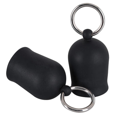 Black Velvet Silicone Nipple Suckers with Metal Ring - PlayBlue