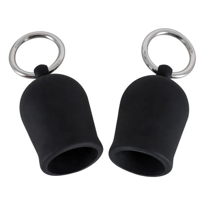 Black Velvet Silicone Nipple Suckers with Metal Ring