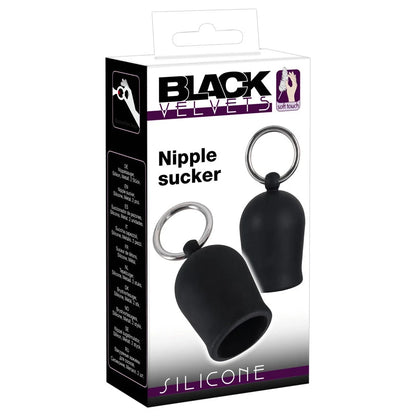 Black Velvet Silicone Nipple Suckers with Metal Ring