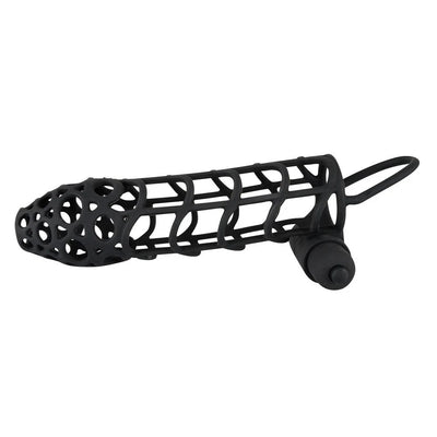 Vibrating Silicone Sleeve Black Velvet - PlayBlue