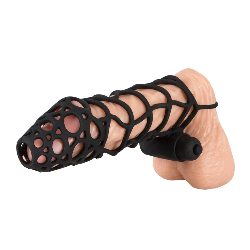 Vibrating Silicone Sleeve Black Velvet - PlayBlue