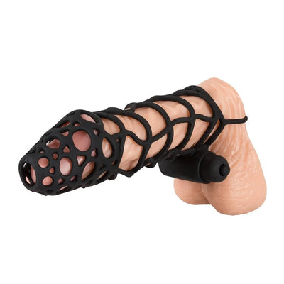 Vibrating Silicone Sleeve Black Velvet - PlayBlue