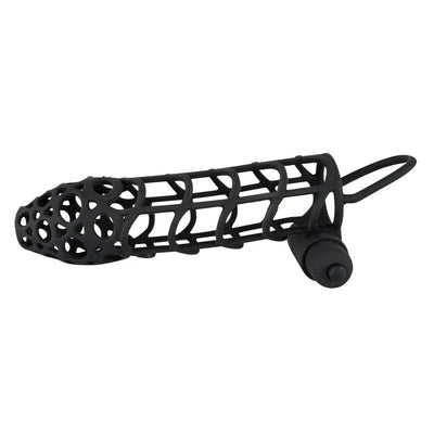 Vibrating Silicone Sleeve Black Velvet - PlayBlue