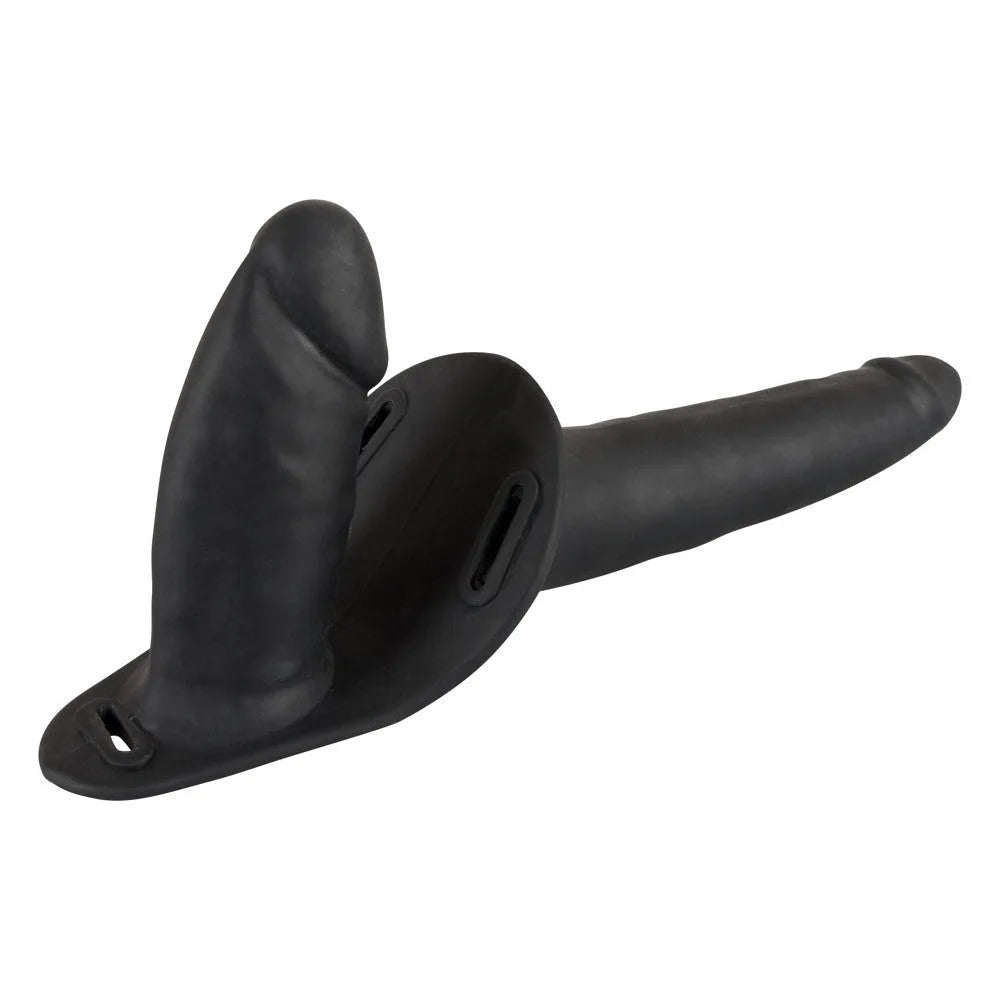 Double Strap On Black Silicone - PlayBlue