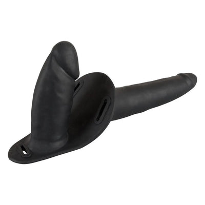 Double Strap On Black Silicone - PlayBlue