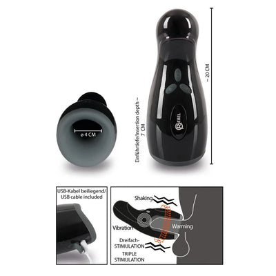 Rebel Rechargeable Masturbator - Vibration-Warming-Shaking - PlayBlue