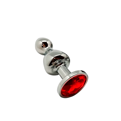 Lollypop Double Ball Metal Jewel Base Plug - Large - PlayBlue