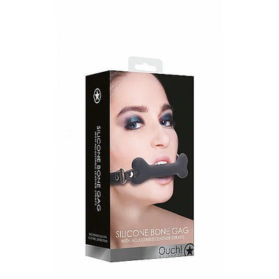 Ouch! Silicone Bone Gag - Black - PlayBlue