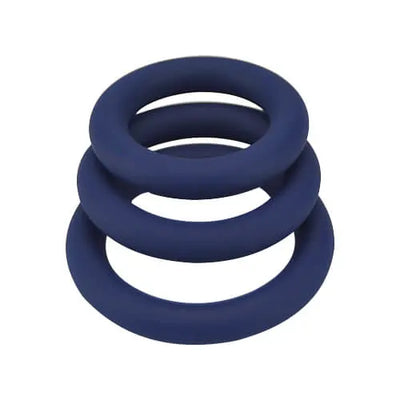 Loving Joy Thick Silicone Cock Rings 3 Pack - PlayBlue