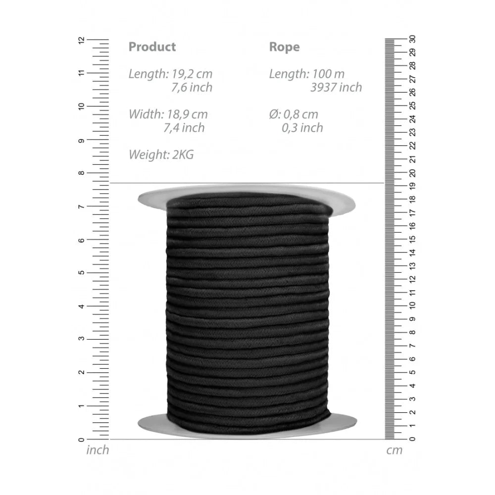 Bondage Rope - 100 Meters - Black - PlayBlue
