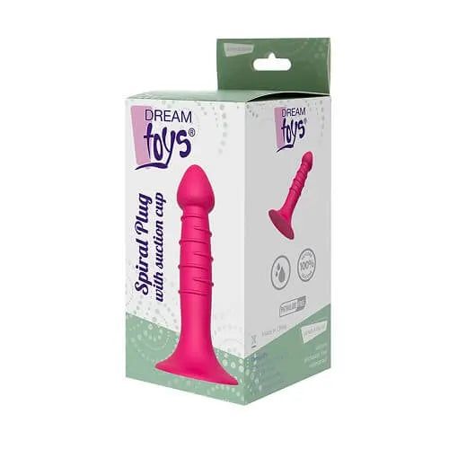 Spiral Silicone Dildo with Suction Cup Pink