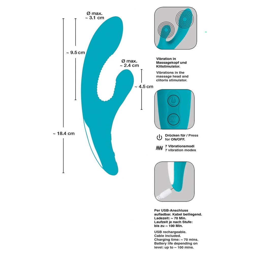 Javida Rechargeable Stimulating Rabbit - PlayBlue