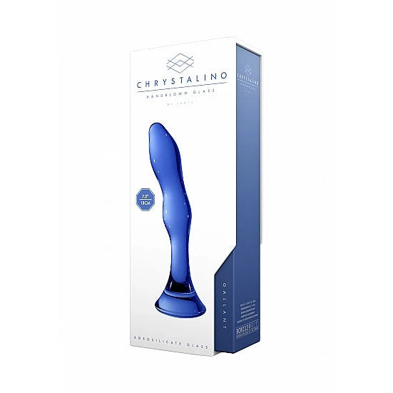 Chrystalino Gallant Blue Glass Dildo - PlayBlue