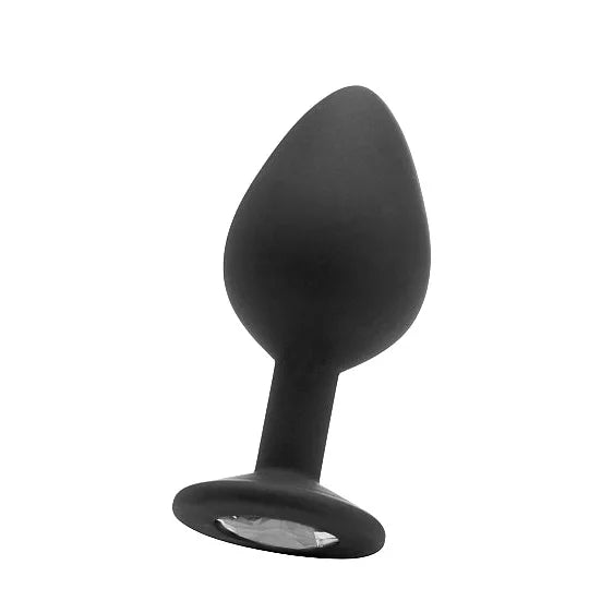 Diamond Silicone Butt Plug - Black - Large (35mm) - PlayBlue