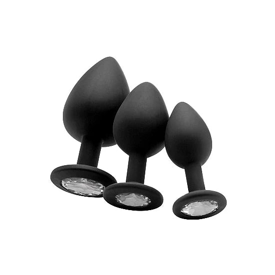 Diamond Silicone Butt Plug - Black - Large (35mm) - PlayBlue