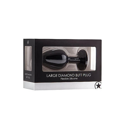 Diamond Silicone Butt Plug - Black - Large (35mm) - PlayBlue