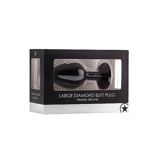 Diamond Silicone Butt Plug - Black - Large (35mm) - PlayBlue