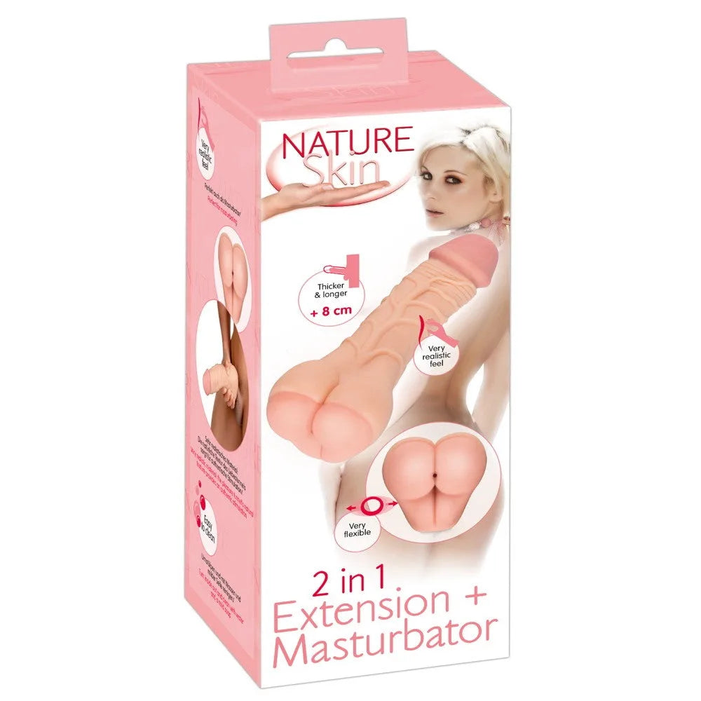 Nature Skin 2 in1 Extension and Masturbator - PlayBlue