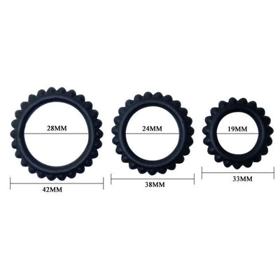 Baile Titan Set 3pcs Cock Ring Set - PlayBlue