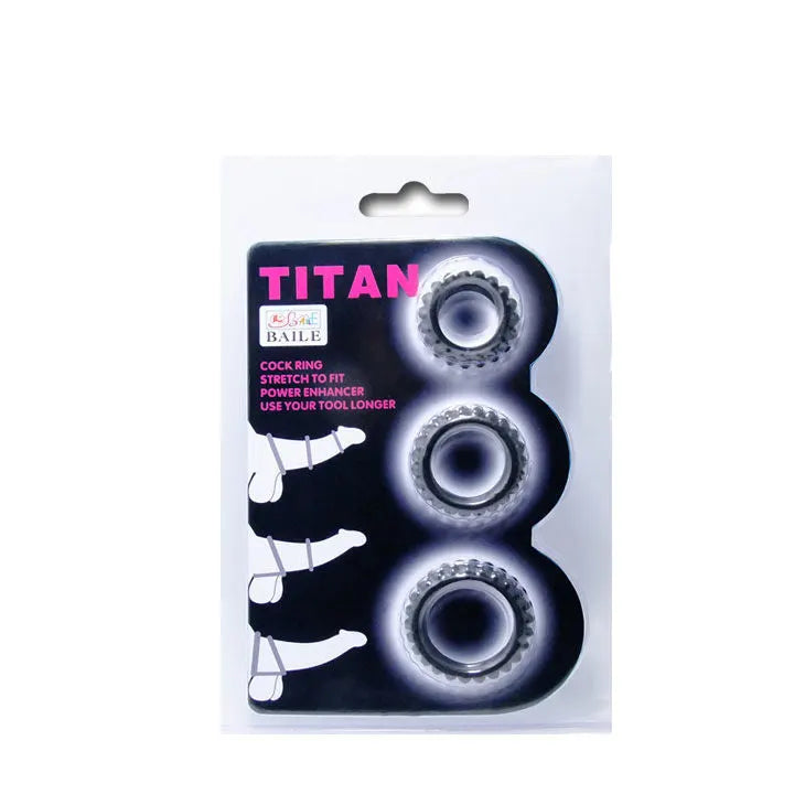 Baile Titan Set 3pcs Cock Ring Set - PlayBlue
