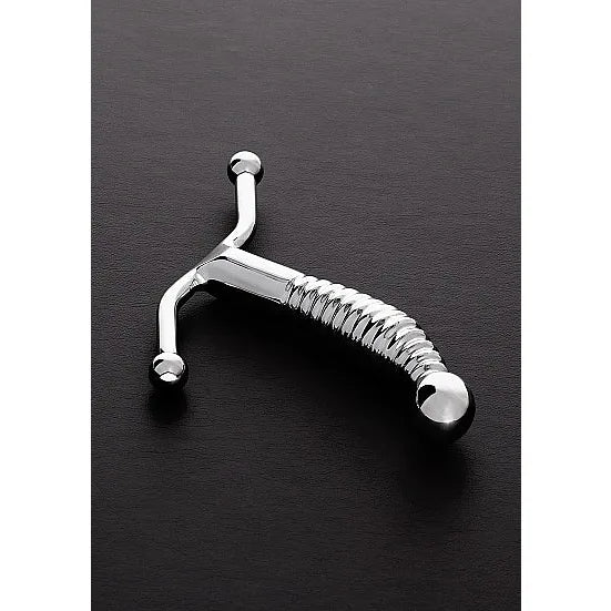 Ribbed G-Spot / P-Spot Stimulator - Stainless Steel - PlayBlue