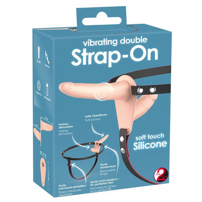 Vibrating Rechargeable Double Strap-On - PlayBlue
