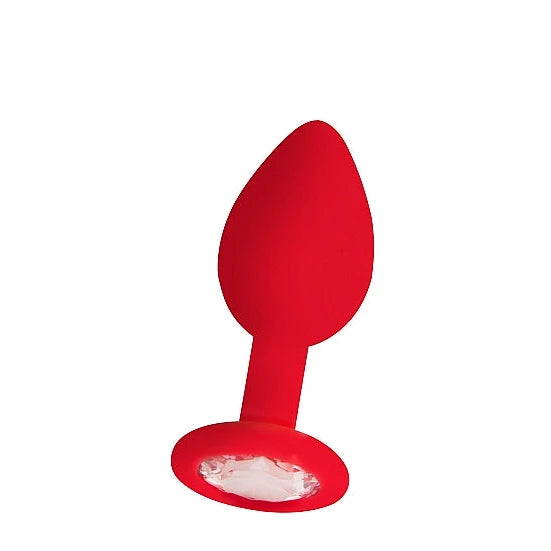 Diamond Silicone Butt Plug - Red - Large (35mm) - PlayBlue